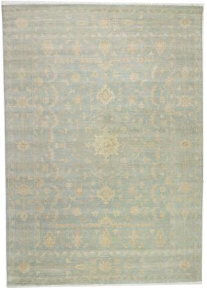Muted Aqua Blue Floral 10x14Transitional Oriental Rug