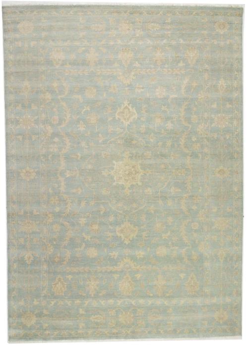 Muted Aqua Blue Floral 10x14Transitional Oriental Rug