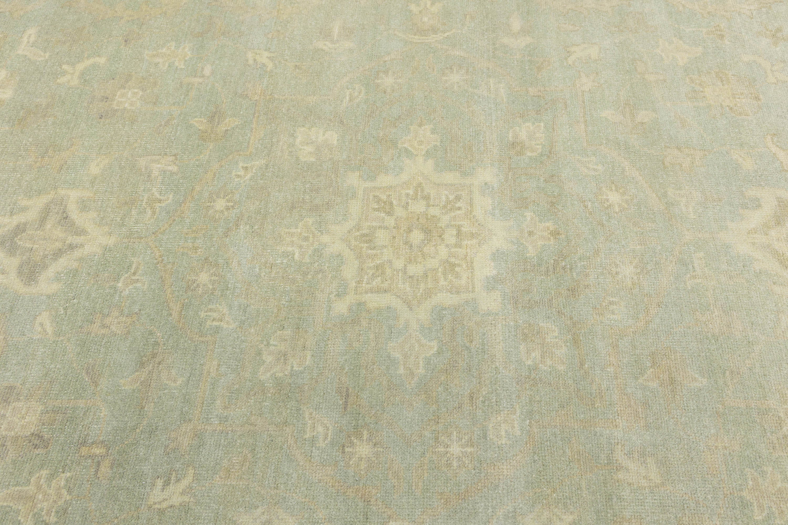 Muted Aqua Blue Floral 10x14Transitional Oriental Rug
