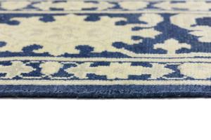 Muted Blue Floral 10x14 Transitional Oriental Area Rug