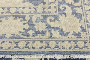 Muted Blue Floral 10x14 Transitional Oriental Area Rug