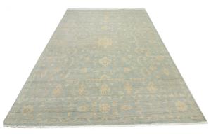 Muted Aqua Blue Floral 10x14Transitional Oriental Rug