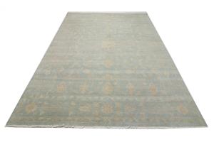 Muted Aqua Blue Floral 10x14Transitional Oriental Rug