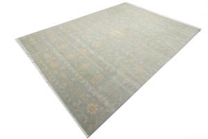Muted Aqua Blue Floral 10x14Transitional Oriental Rug