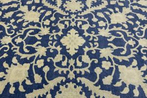 Muted Blue Floral 10x14 Transitional Oriental Area Rug
