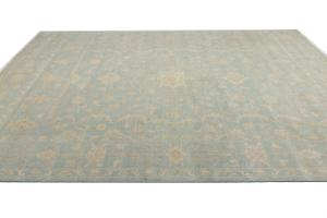 Muted Aqua Blue Floral 10x14Transitional Oriental Rug