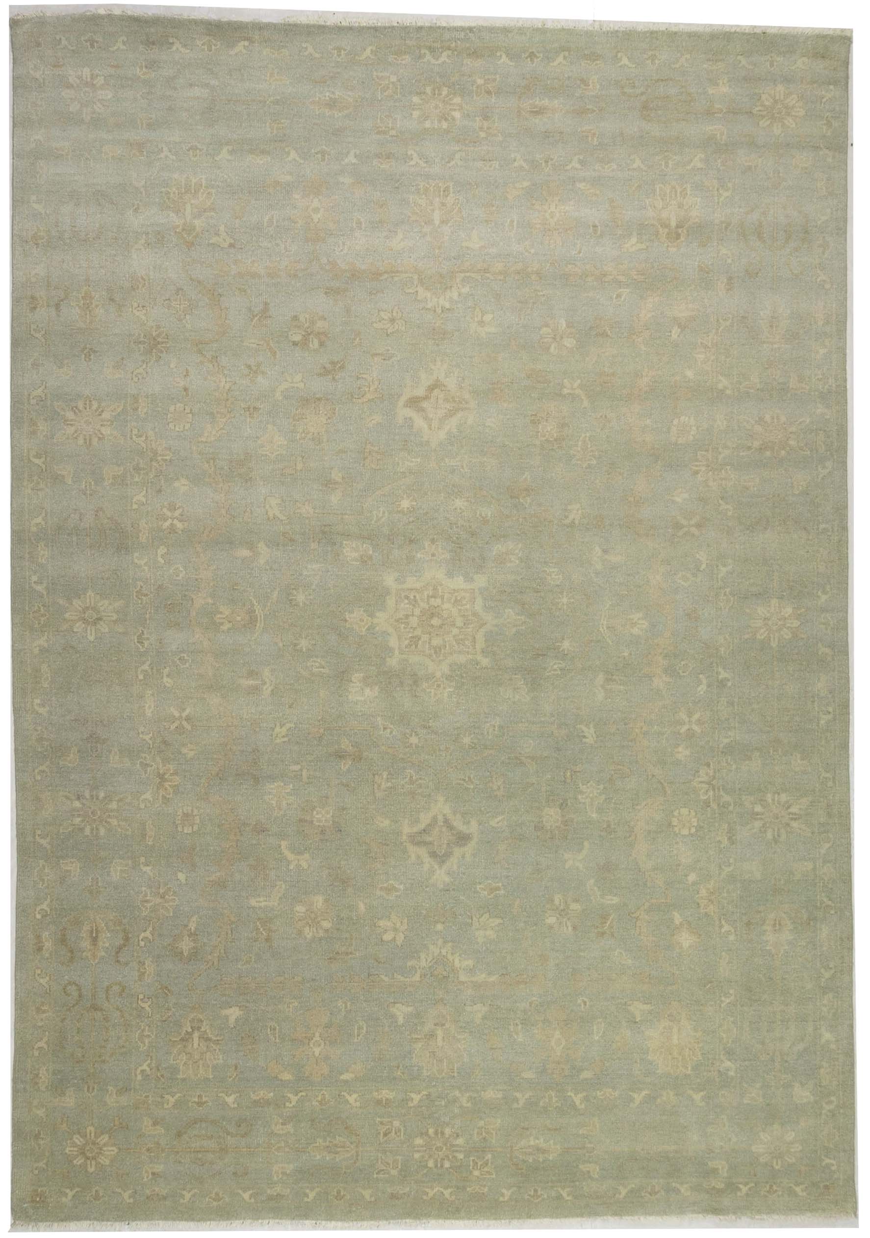 Muted Aqua Blue Floral 10x14Transitional Oriental Rug