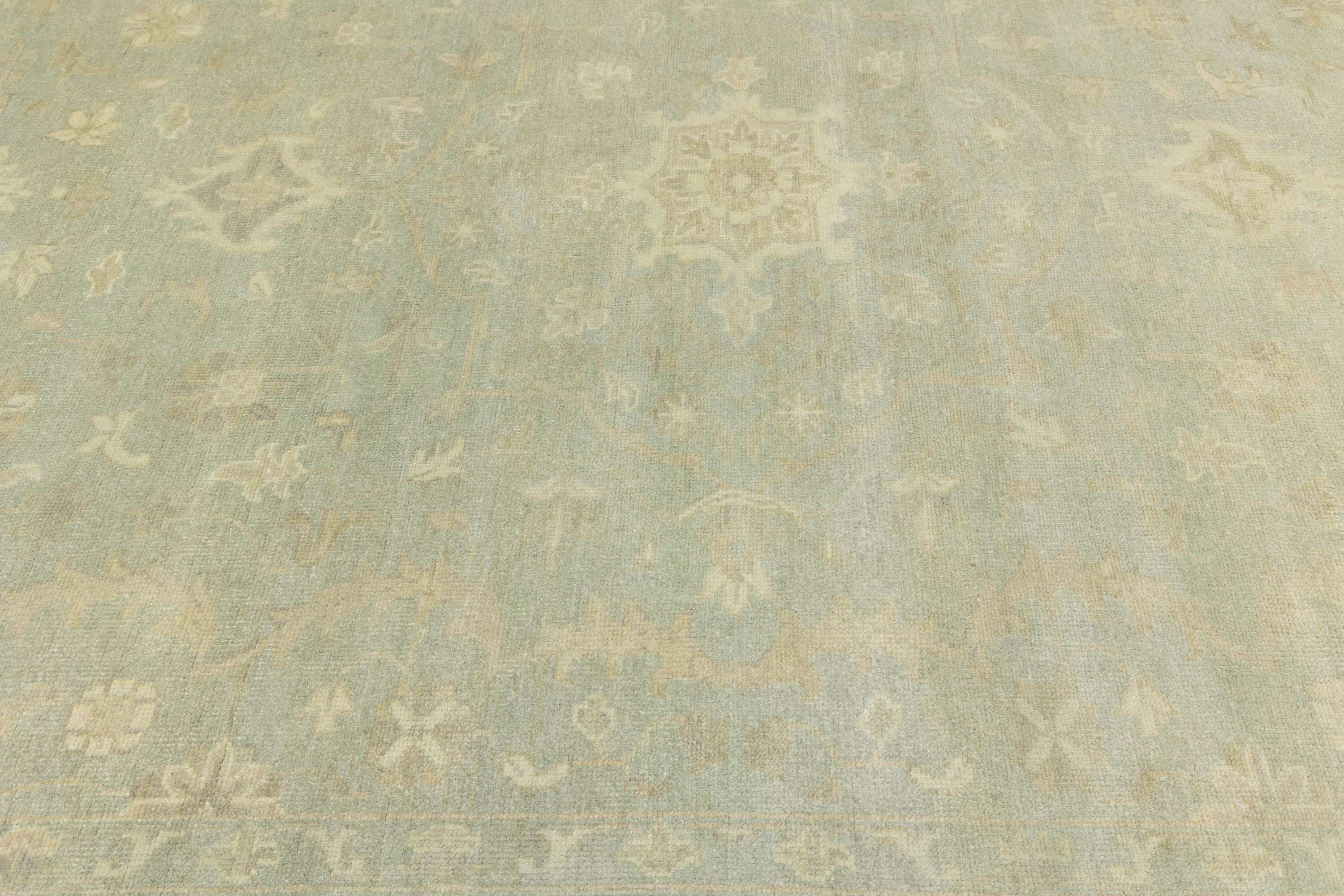 Muted Aqua Blue Floral 10x14Transitional Oriental Rug