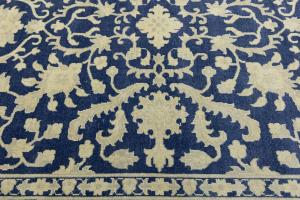 Muted Blue Floral 10x14 Transitional Oriental Area Rug