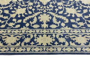 Muted Blue Floral 10x14 Transitional Oriental Area Rug