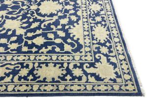 Muted Blue Floral 10x14 Transitional Oriental Area Rug