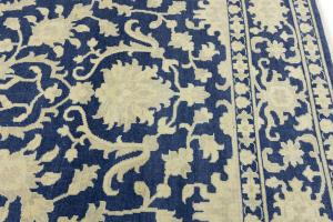 Muted Blue Floral 10x14 Transitional Oriental Area Rug
