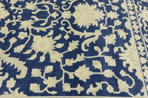 Muted Blue Floral 10x14 Transitional Oriental Area Rug