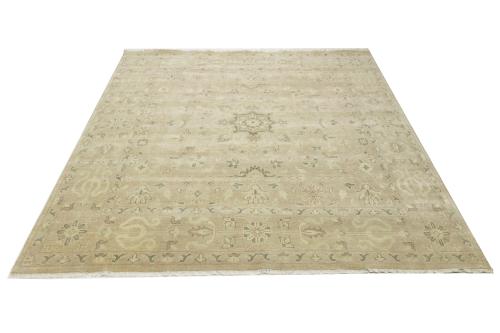 Muted Pinkish Beige Floral 10X10 Transitional Oriental Square Rug