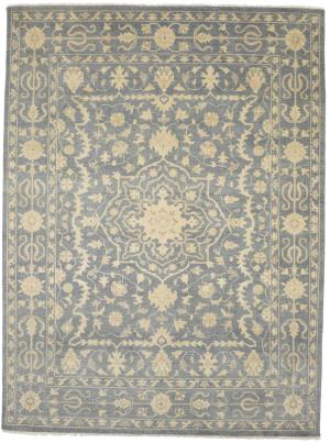 Muted Gray Floral 9x12 Transitional Oriental Area Rug