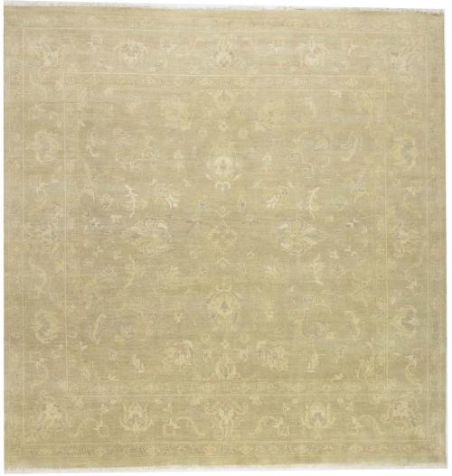 Muted Beige Floral 8X8 Transitional Oriental Square Rug