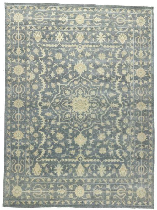 Muted Floral 9x12 Transitional Oriental Area Rug