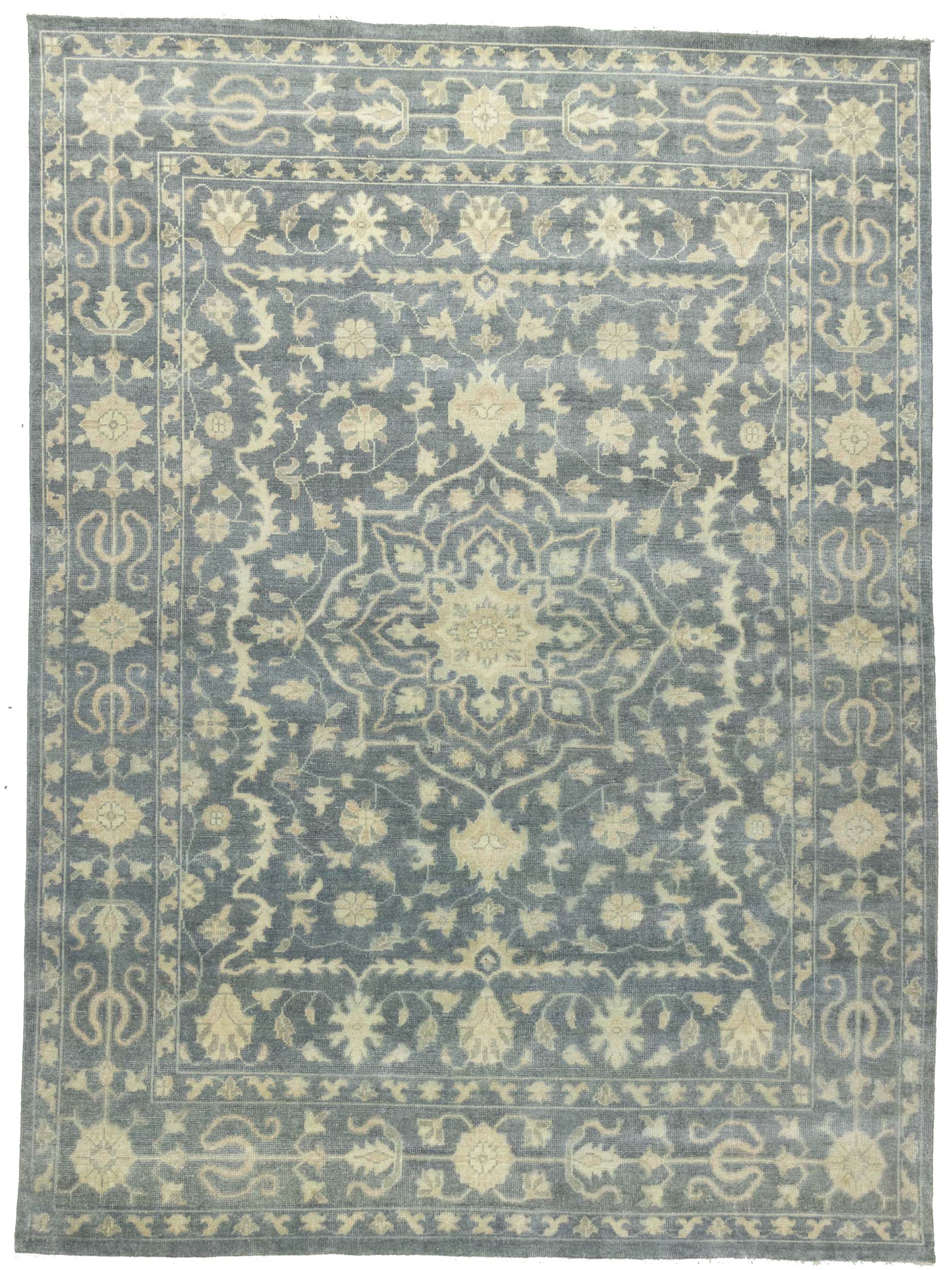 Muted Floral 9x12 Transitional Oriental Area Rug