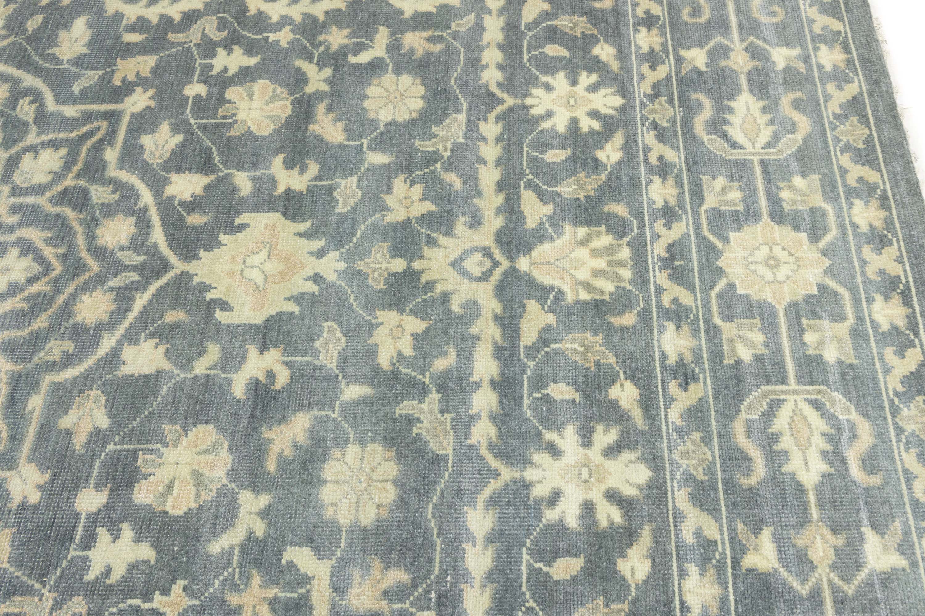 Muted Floral 9x12 Transitional Oriental Area Rug