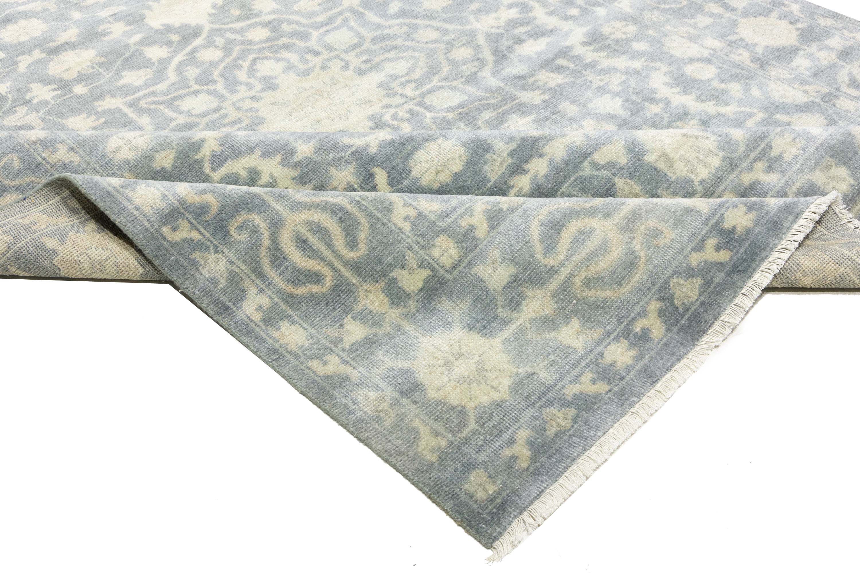 Muted Floral 9x12 Transitional Oriental Area Rug