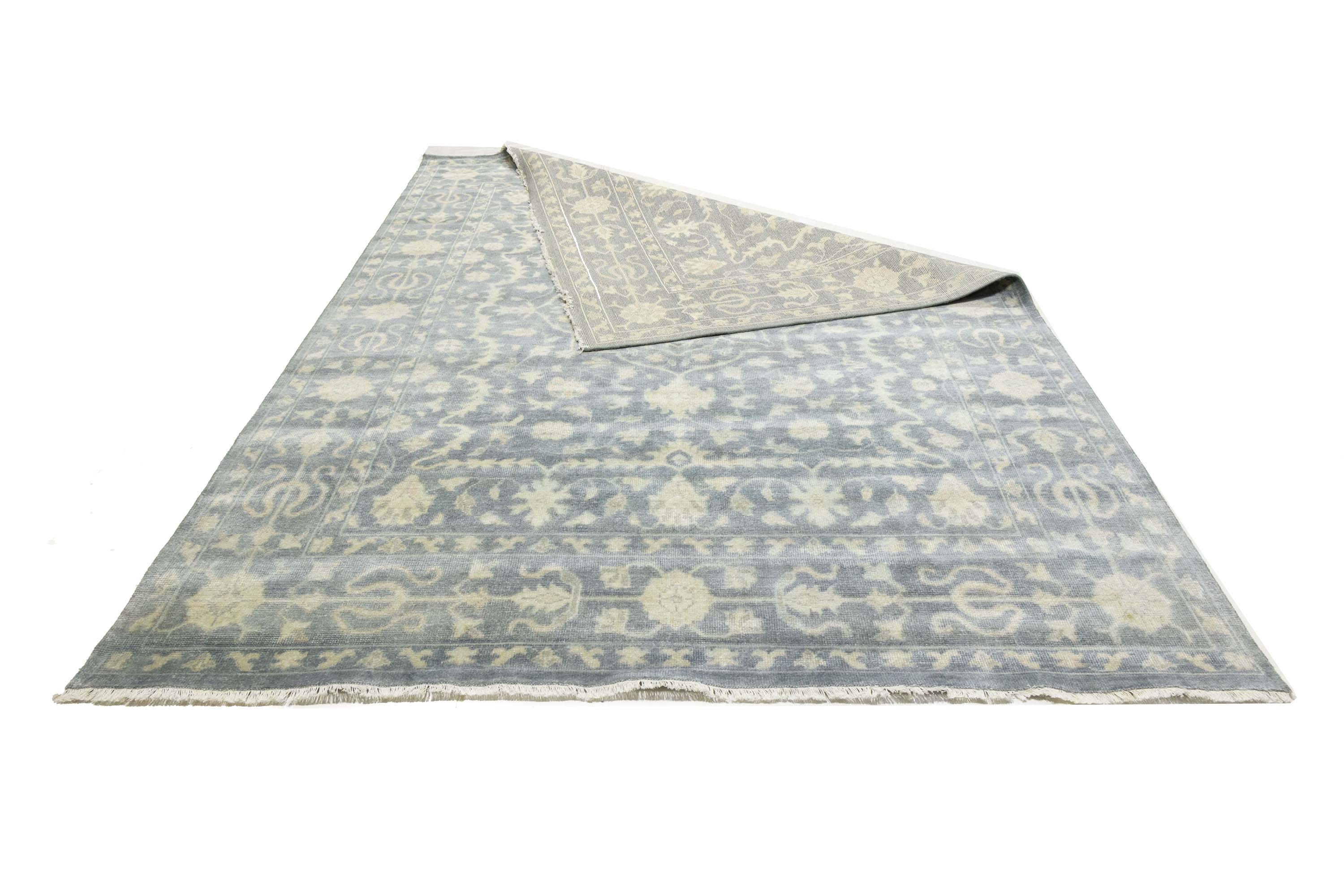 Muted Floral 9x12 Transitional Oriental Area Rug