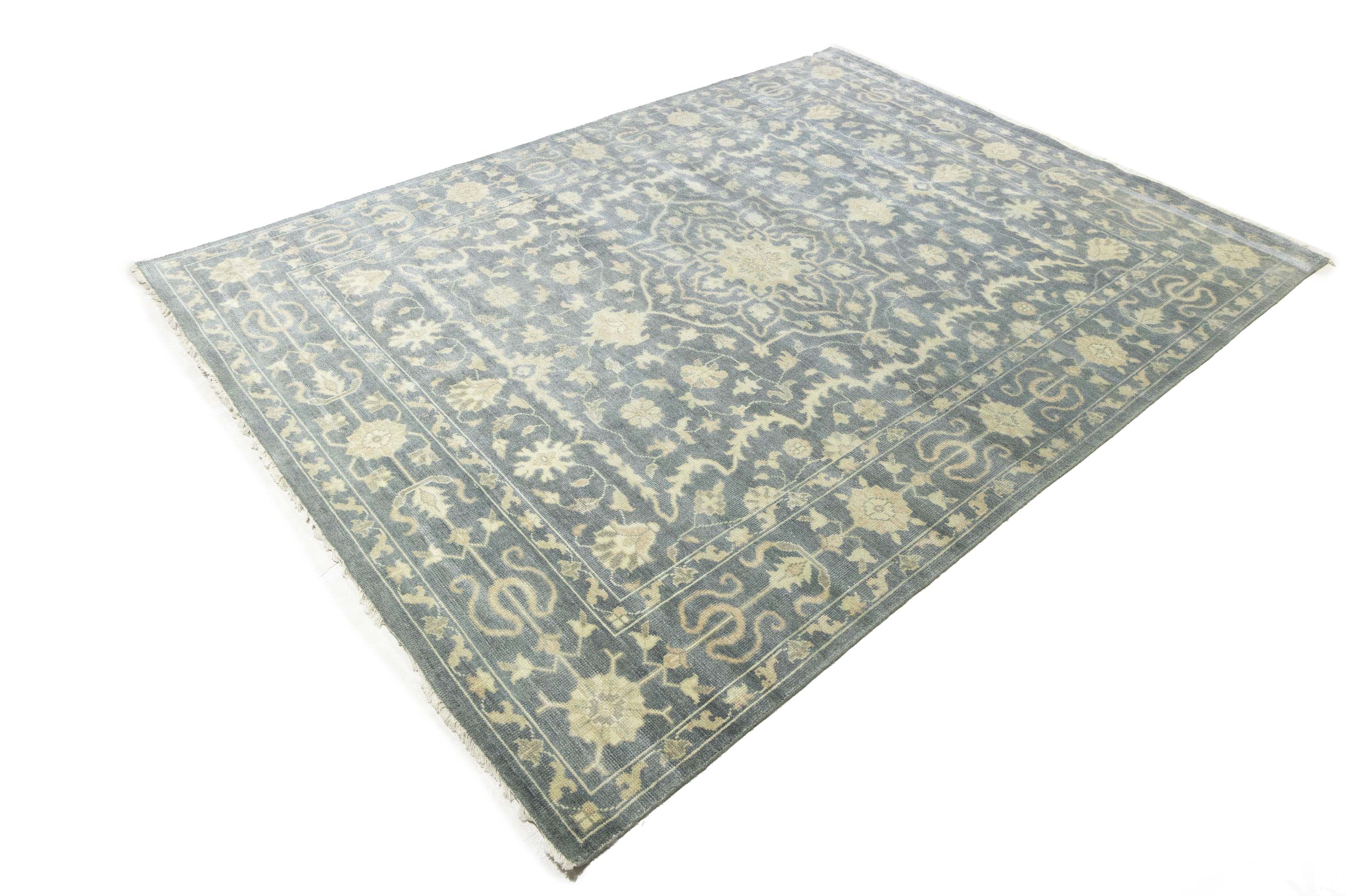 Muted Floral 9x12 Transitional Oriental Area Rug
