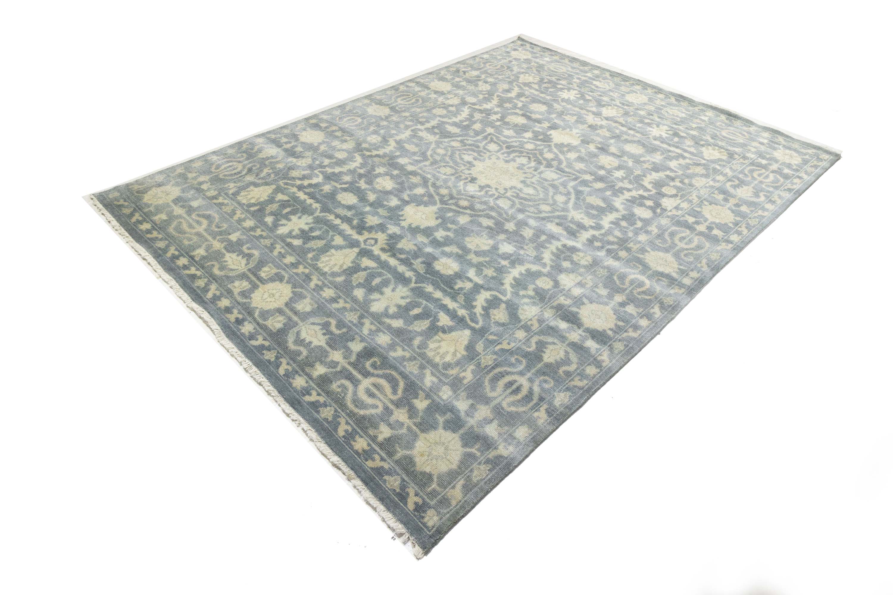 Muted Floral 9x12 Transitional Oriental Area Rug