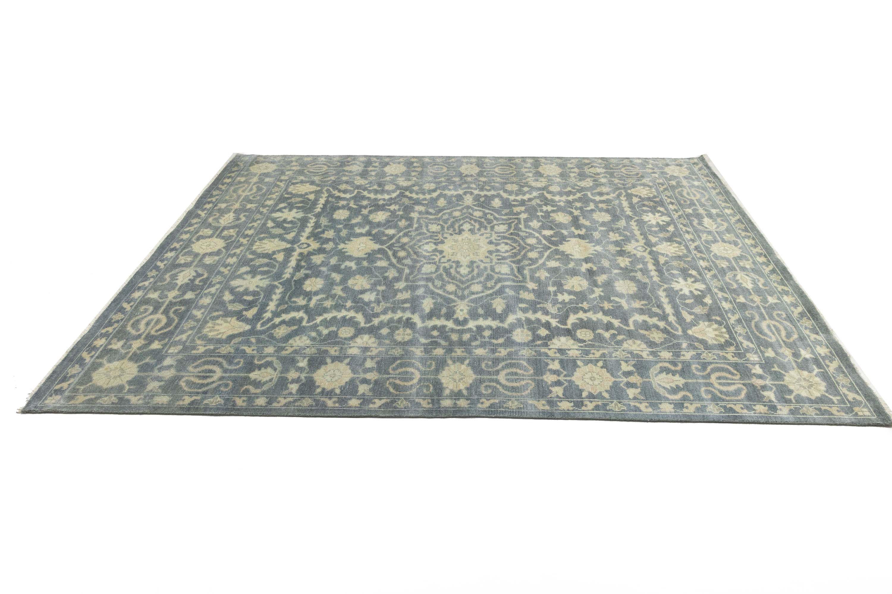 Muted Floral 9x12 Transitional Oriental Area Rug