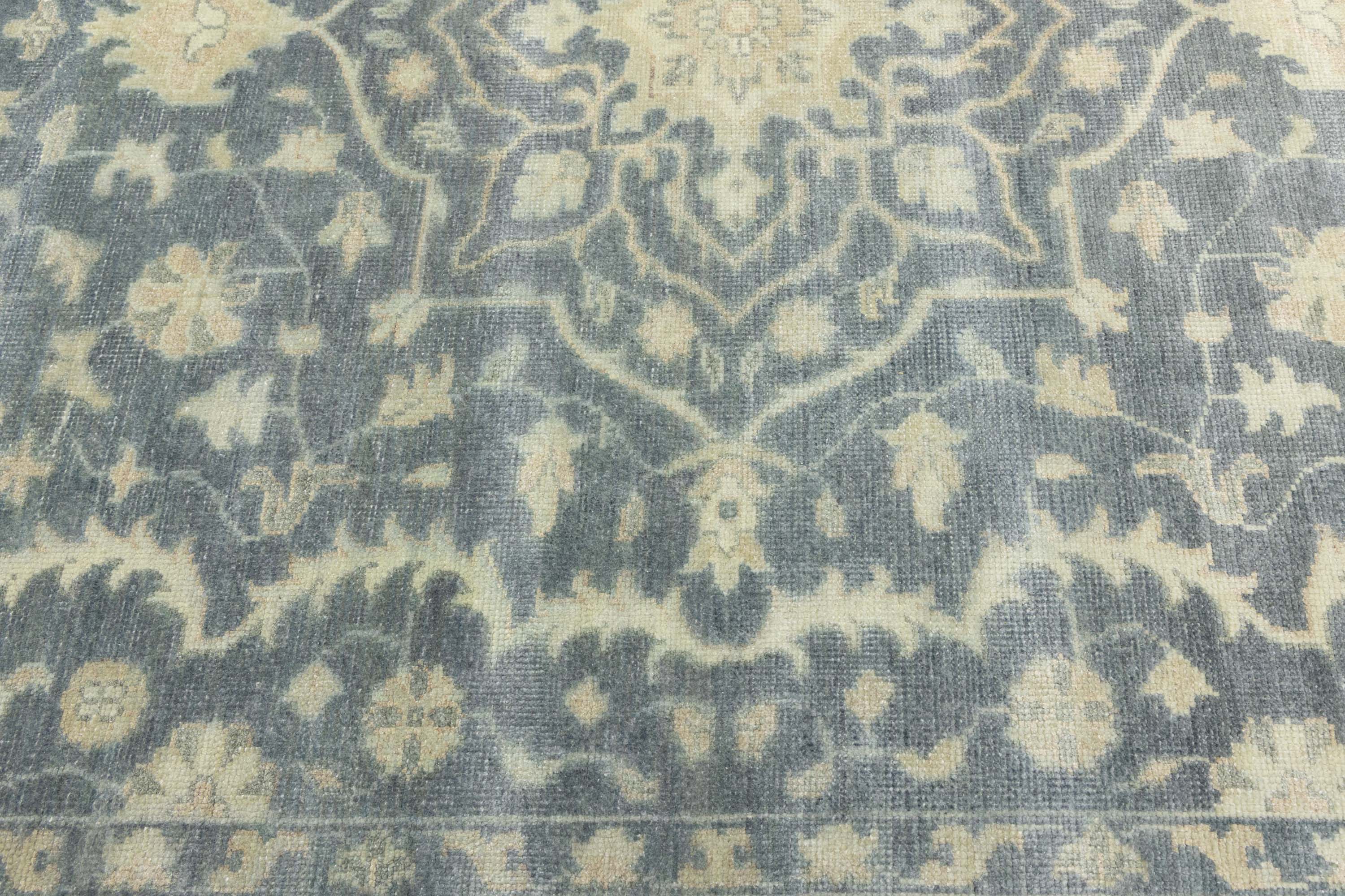 Muted Floral 9x12 Transitional Oriental Area Rug