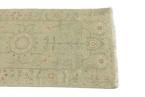 Muted Light Green Floral Transitional 2'6X7'10 Oriental Runner Rug
