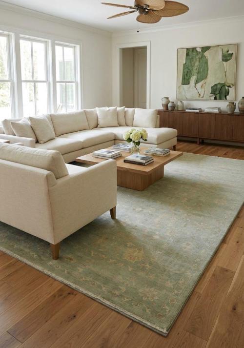 Muted Beige Floral 10x14Transitional Oriental Area Rug