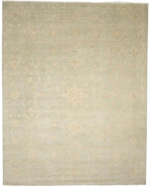 Muted Aqua Green Floral Transitional 12x15 Oriental Area Rug