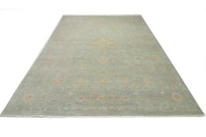 Muted Aqua Blue Floral Transitional 12x15 Oriental Area Rug