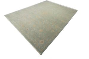 Muted Aqua Blue Floral Transitional 12x15 Oriental Area Rug