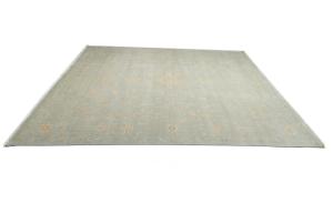 Muted Aqua Blue Floral Transitional 12x15 Oriental Area Rug