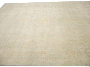Muted Aqua Green Floral Transitional 12x15 Oriental Area Rug