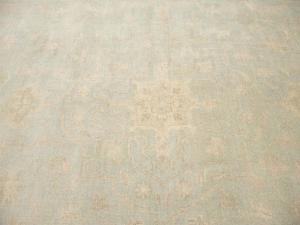 Muted Aqua Green Floral Transitional 12x15 Oriental Area Rug