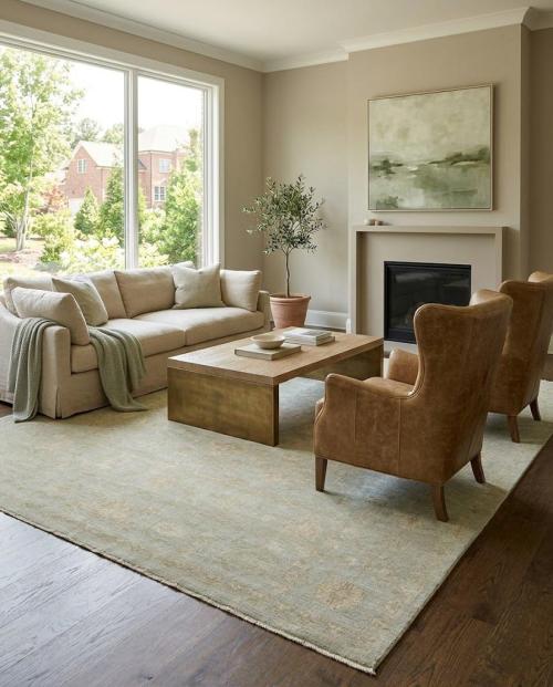 Muted Aqua Green Floral Transitional 12x15 Oriental Area Rug