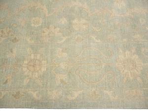 Muted Aqua Green Floral Transitional 12x15 Oriental Area Rug