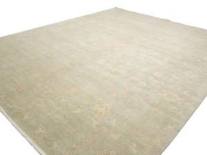 Muted Aqua Green Floral Transitional 12x15 Oriental Area Rug