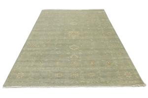 Muted Aqua Green Floral 8x10 Transitional Oriental Area Rug