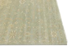 Muted Aqua Green Floral 8x10 Transitional Oriental Area Rug