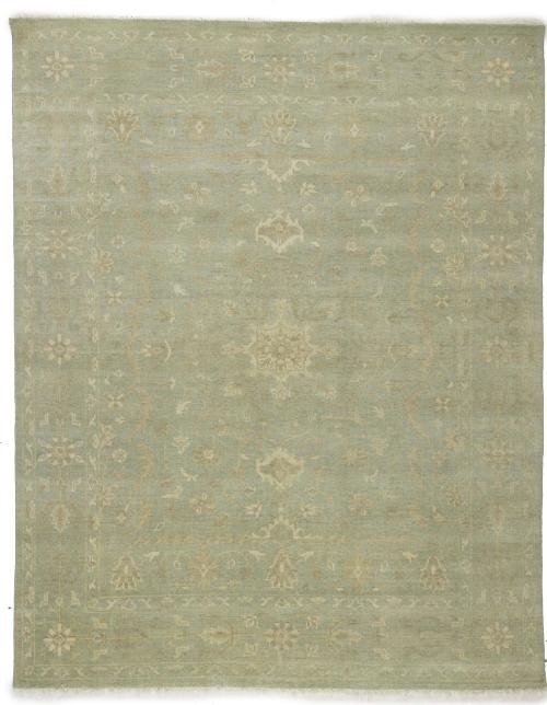 Muted Aqua Green Floral 8x10 Transitional Oriental Area Rug