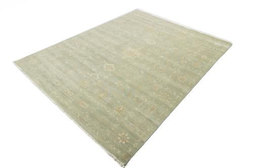 Muted Aqua Green Floral 8x10 Transitional Oriental Area Rug