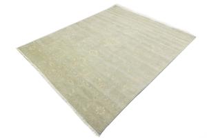 Muted Aqua Green Floral 8x10 Transitional Oriental Area Rug