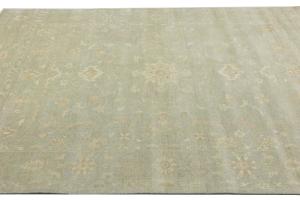 Muted Aqua Green Floral 8x10 Transitional Oriental Area Rug