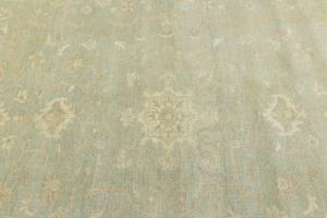 Muted Aqua Green Floral 8x10 Transitional Oriental Area Rug