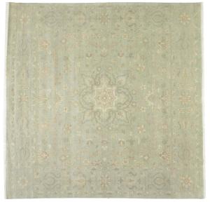 Muted Aqua Green Floral 8x8Transitional Oriental Square Rug