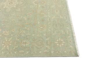Muted Aqua Green Floral 8x8Transitional Oriental Square Rug
