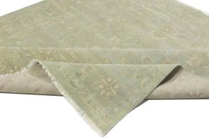 Muted Aqua Green Floral 8x8Transitional Oriental Square Rug